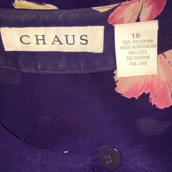 CHAUS•Sheer Silky Secretary Blouse Shirt Top 16 - Picture 7 of 8